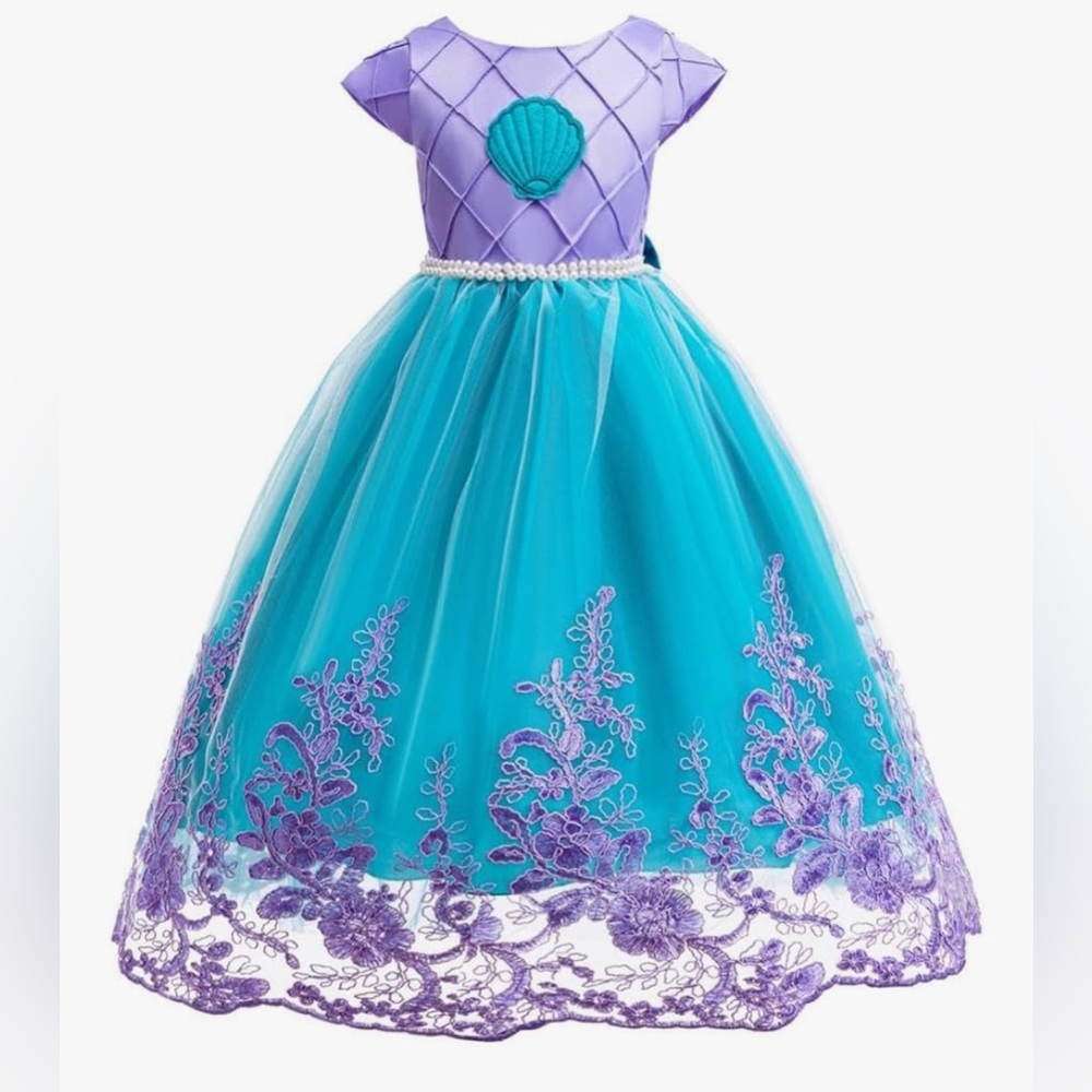 Dressy Daisy Purple and Teal Kids Casual Dress